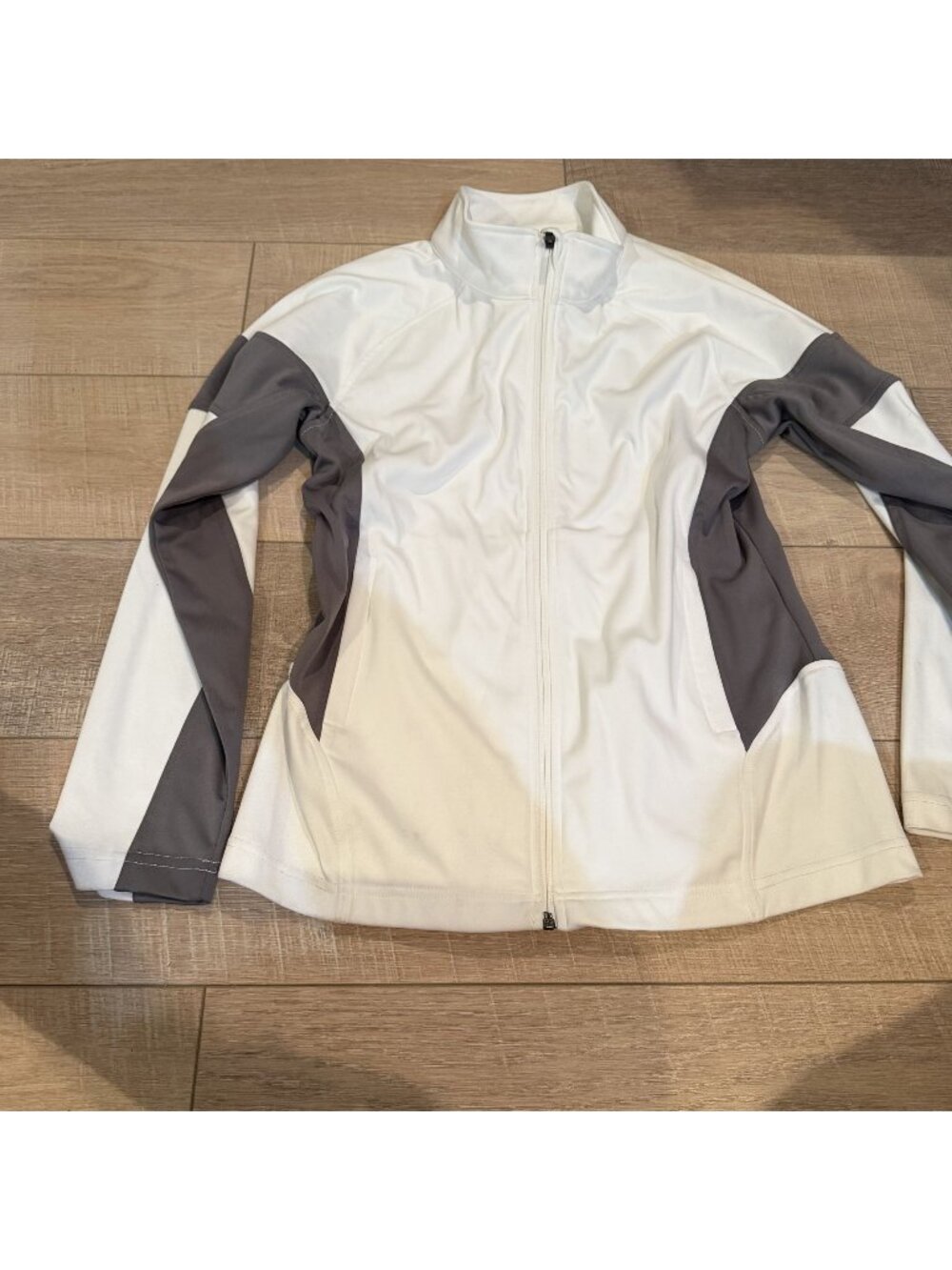 Team 365 Womens White Gray Elite Performance Full Zip Jacket New Medium